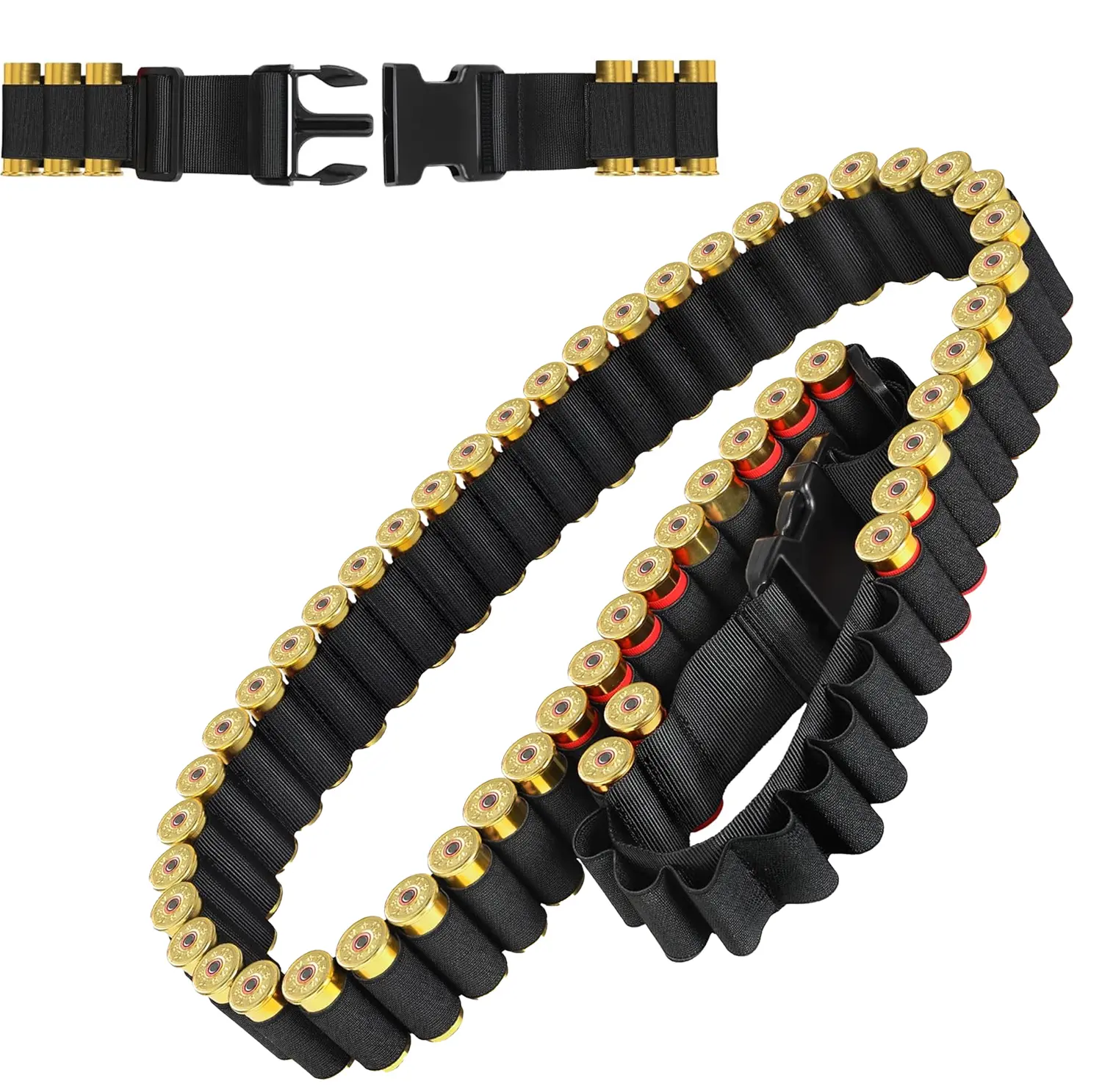 Tactical Shotgun Shell Bandolier, 60-Round Ammo Carrier with Elastic Loops for 12 & 20-Gauge Shells, Adjustable Strap for Outdoor Hunting, Tactical Equipment