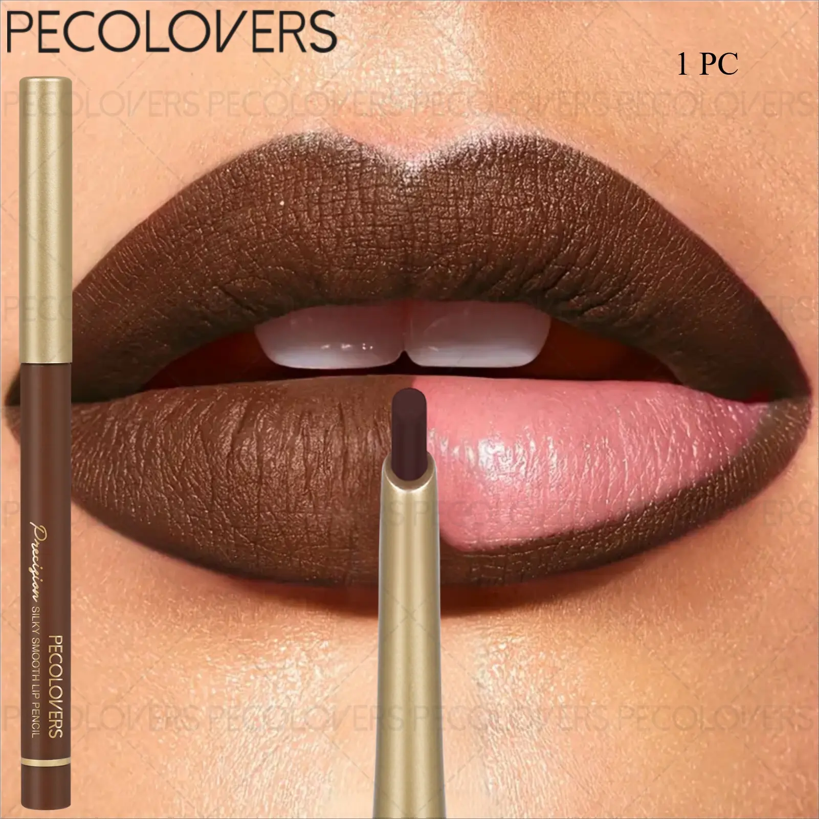 1Pc Smooth Lip Liner, Blendable Lip Pencil, Natural Lip Shaper, Daily Makeup Tool For Office And Dating, Light Brown And Rose Red, Lip Beauty Cosmetic