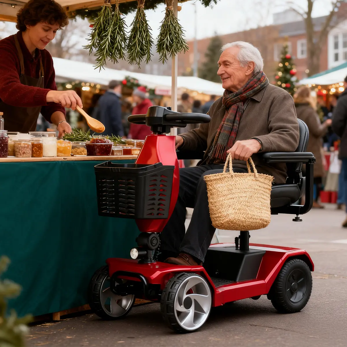 HOMYKING 4-Wheel Motorized Mobility Scooter for Unisex Adults, 360-Degree Swivel Seat, 265 lbs Weight Capacity, 15 km Range for Shopping, Sports & Outdoor Scooters Equipment, Motorized Scooters