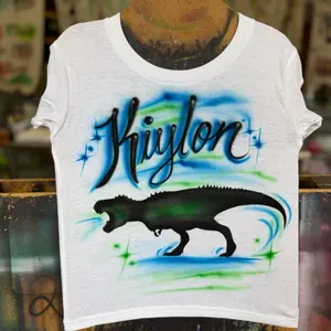 Personalized Airbrush T-Shirt Design dinosaur and Your Name for Unique Style Customizable Graphic Tee