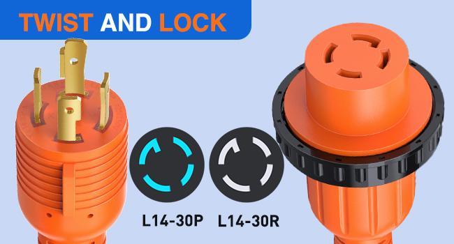 Nilight 30A 25FT Generator Extension Cord Power Inlet Box with Locking Connector 125/250V 7500W 10 Gauge STW ETL Listed 4 Prong L14-30P L14-30R Cable for Generator RV Outdoor Use