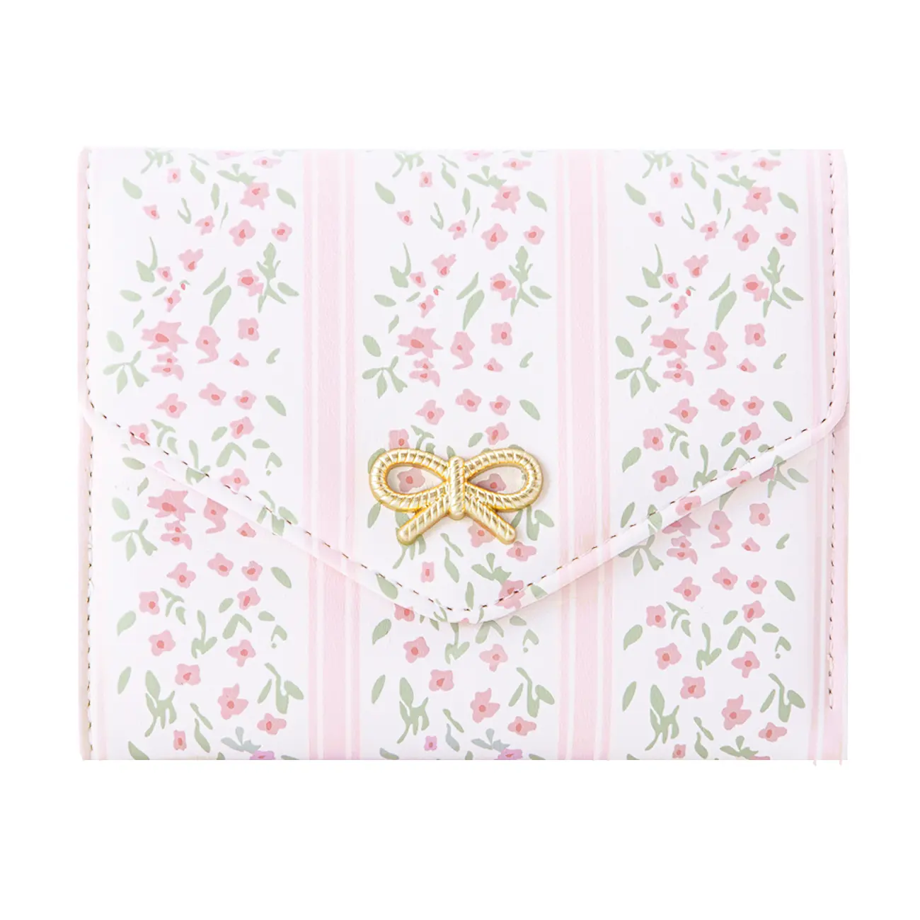 Small Zipper Wallet Floral Coquette Bow Wallet Cute Wallet ID 5 Credit Card Slots for Women Girls