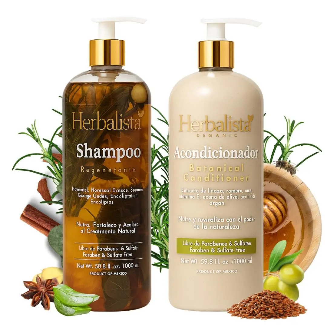 New Viral Herbal Hair Care 2 Pack Bundle – Shampoo & Conditioner Set 33 fl oz (1000ml) Each – With Real Botanicals – Strengthens Nourishes & Smooths – 100% Natural & Handcrafted