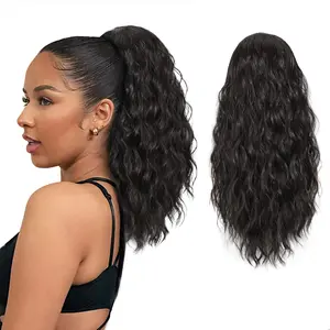 16 Inch Claw Clip Ponytail Extension Curly Wavy Ponytail Hairpiece, Clip In Synthetic Ponytail Hair Extensions Natural Looking High Volume Pony Tail for Women