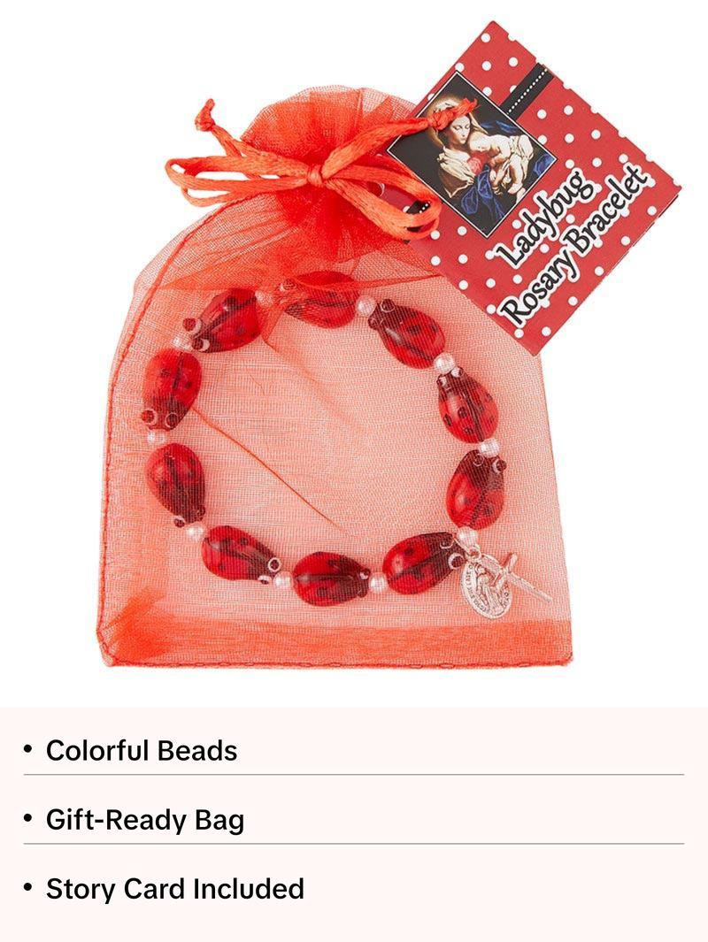 Ladybug Rosary Bracelet with story card