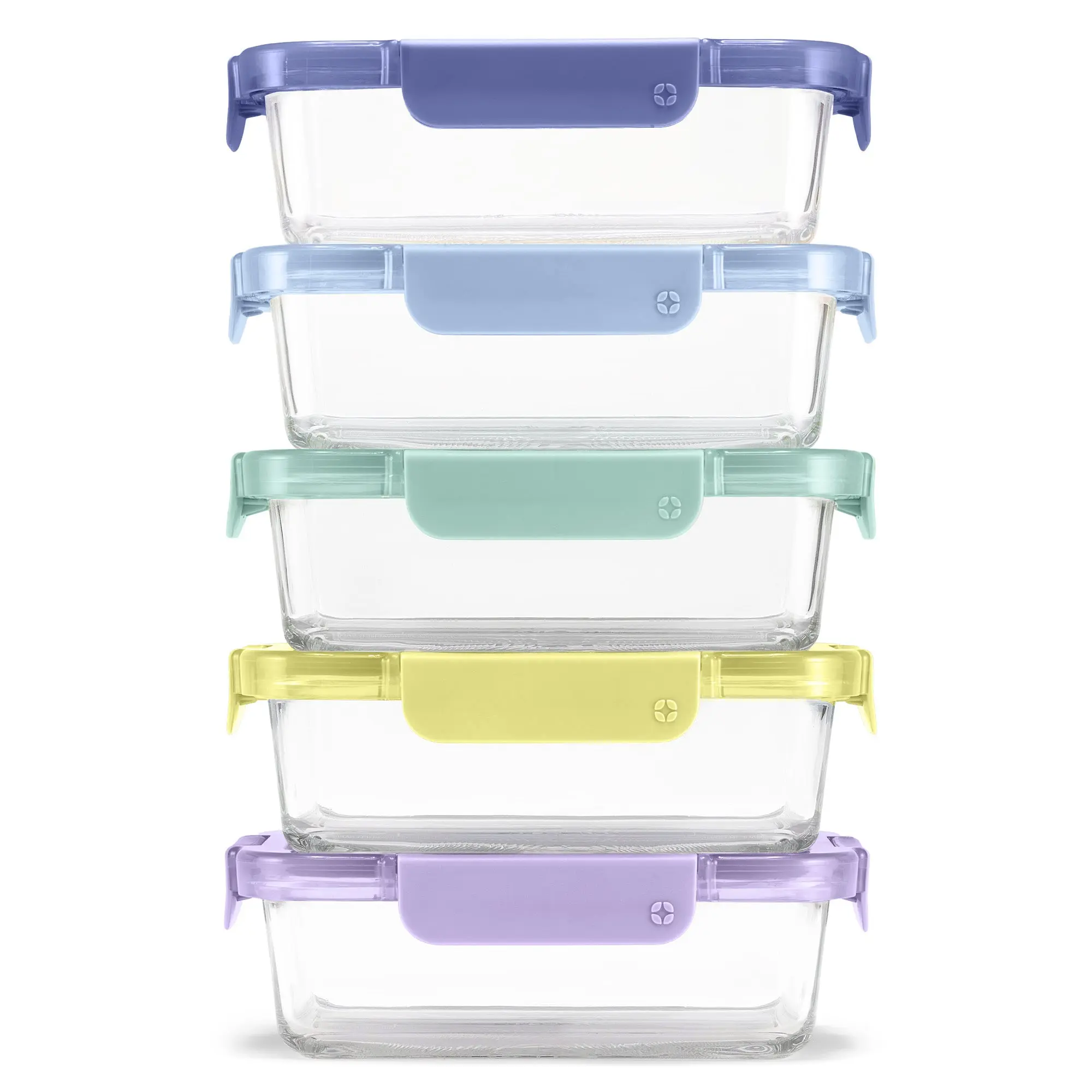 Ello Color Lock® Glass Food Storage, 3.4 Cup Set of 5