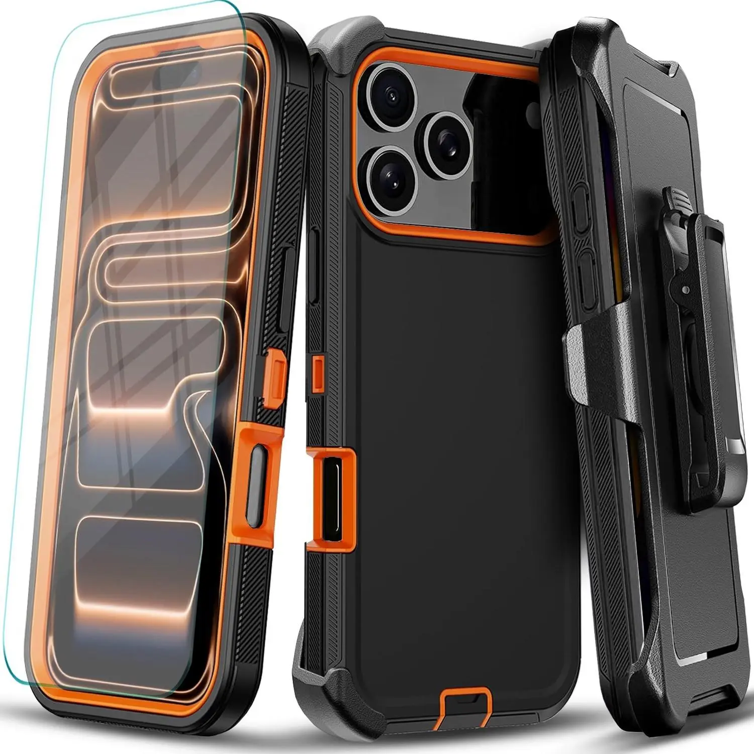 For iPhone 17 Pro Max Case /17 Pro/16 Phone Cover Fit OtterBox + Tempered Glass