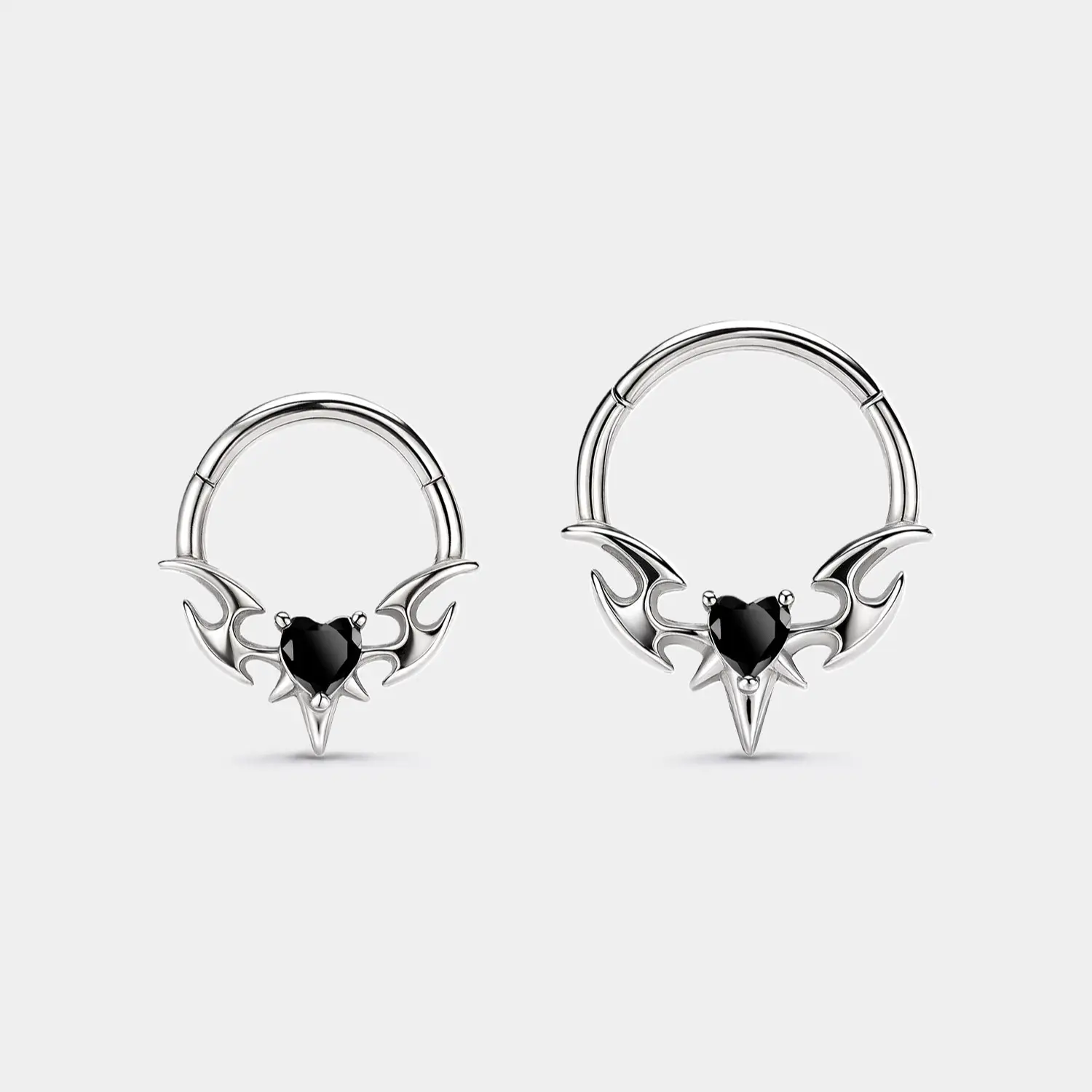 OUFER BODY JEWELRY 16G Irregular Black Heart Septum Ring, Hypoallergenic Stainless Steel Clicker for Daith & Nose Piercing, Septum Pierced Ring, Heart Nose Piercing Jewelry, Hypoallergenic Stainless Steel Piercing Jewelry