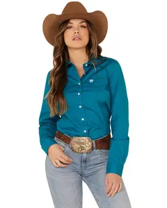 Cinch Women's Solid Button Front Long Sleeve Western Shirt - Msw9164167