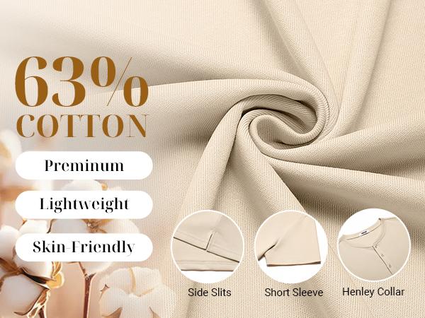 COOFANDY Mens Cotton Henley T-Shirts Short Sleeve Button Casual Basic Tees Work Shirts with Split Side Streetwear Top