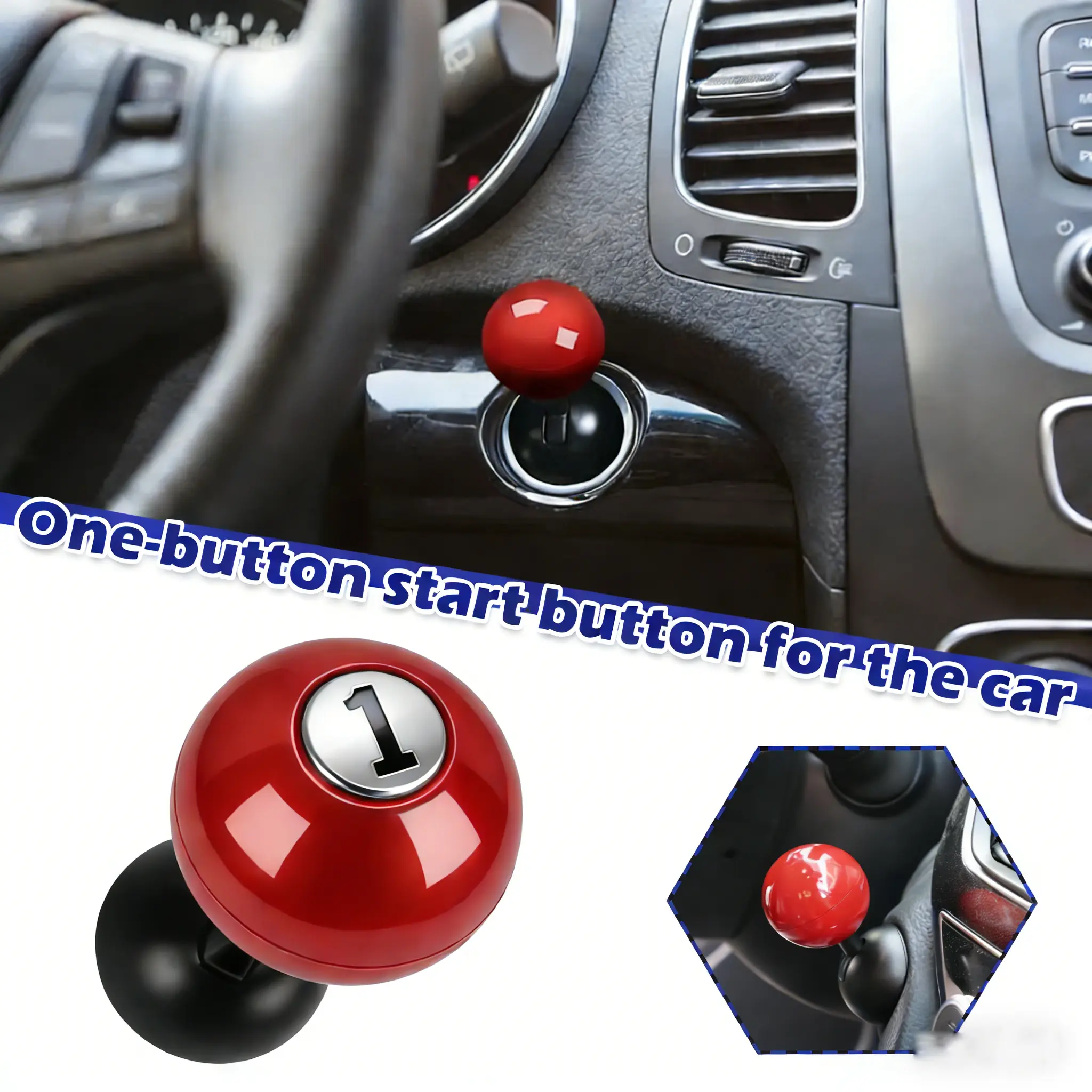 【Summerwins】Joytutus Push Start Button Cover, Joystick Car Starter Protector, Automotive Interior, Metal One-Touch Push to Start Accessorie