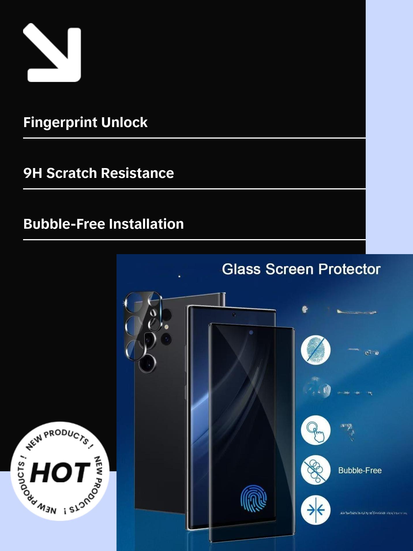 2+2 Pack Galaxy S23 Ultra Privacy Screen Protector and Camera Lens Protector,9H hardness Tempered Glass, 3D Full Coverage, Fingerprint Unlock, Easy to install For Galaxy S23 Ultra 6.8 Inch Protection Protective