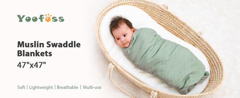 Yoofoss Muslin Swaddle Blankets – 4-Pack Receiving Blankets for Baby Boys and Girls, 47 x 47 inches, Neutral Swaddle Wrap made of 70% Rayon from Bamboo and 30% Cotton Yoofoss Muslin Swaddle Blankets – 4-Pack Receiving Blankets for Baby Boys and Girls, 47 x 47 inches, Neutral Swaddle Wrap made of 70% Rayon from Bamboo and 30% Cotton