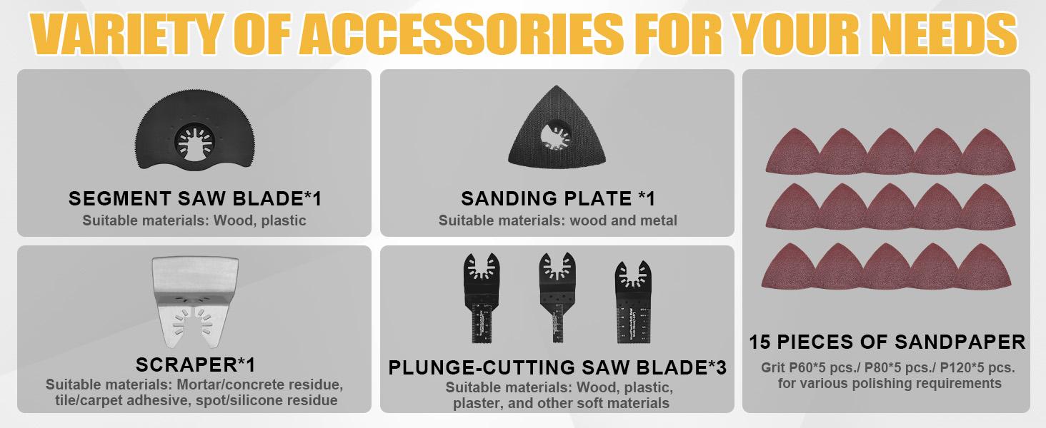 Oscillating Multi Tools for Dewalt 20V Battery, Multi-Use Cutting and Sanding Tool, 4°Oscillation Angle, 6 Variable Speeds, Quick-fit Blade Design with 22pcs Accessories for Cutting, Sanding, Scraping