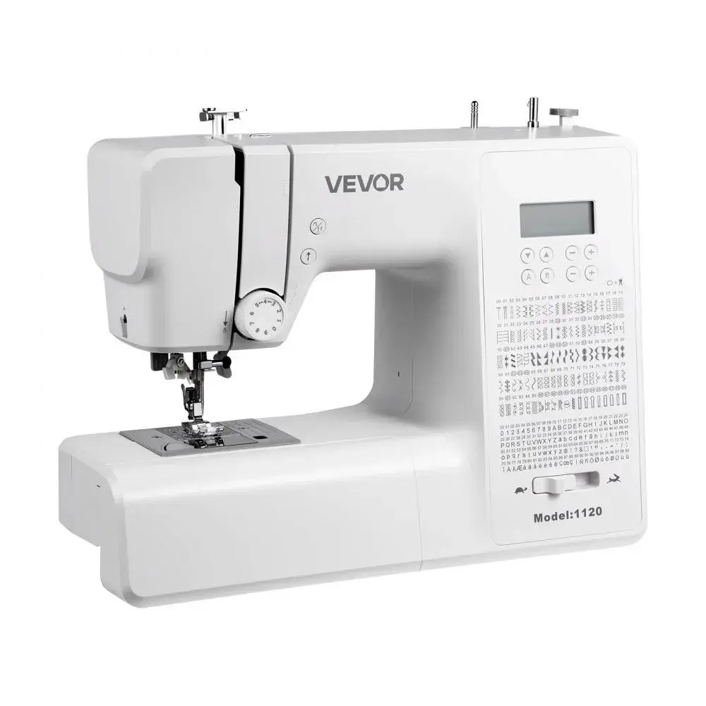VEVOR Beginner Sewing Machine - Foot-Operated Computerized Model with 200 Stitch Apps (Decorative, Letters, Numbers, Symbols), Heavy-Duty Stainless Steel Frame, LCD Display, LED Light, Powerful Motor for DIY Sewing & Mending