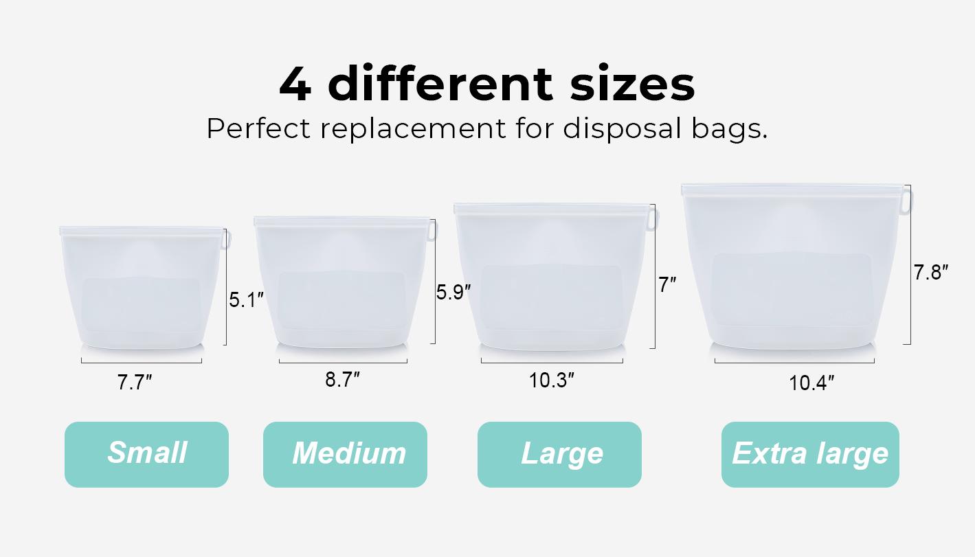 CuLiDing Reusable Premium Silicone Food Storage Bags 4 Pack with 2 Sandwich, 1 Lunch, and 1 Half-Gallon, Multi-Use & Sous Vide Stand-Up Pouches for Soup and Leftovers, Microwave, Dishwasher and Freezer Safe, BPA Free CuLiDing Reusable Premium Silicone Food Storage Bags 4 Pack with 2 Sandwich, 1 Lunch, and 1 Half-Gallon, Multi-Use & Sous Vide Stand-Up Pouches for Soup and Leftovers, Microwave, Dishwasher and Freezer Safe, BPA Free