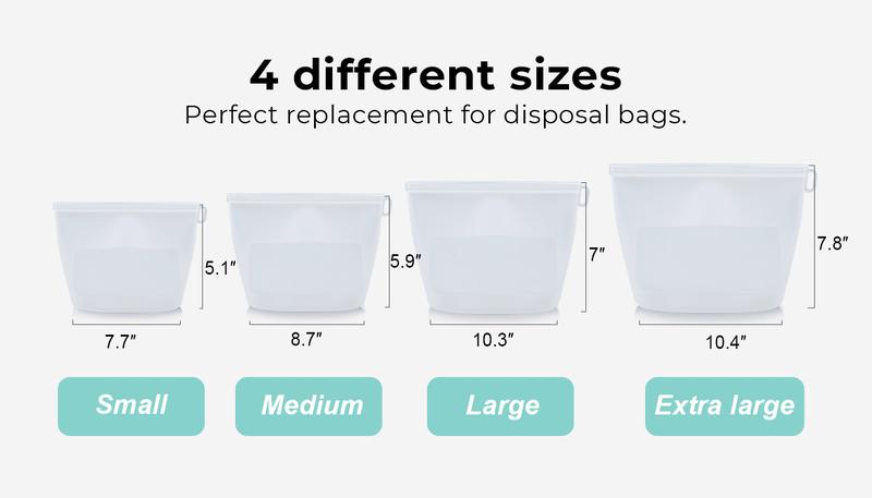 CuLiDing Reusable Premium Silicone Food Storage Bags 4 Pack with 2 Sandwich, 1 Lunch, and 1 Half-Gallon, Multi-Use & Sous Vide Stand-Up Pouches for Soup and Leftovers, Microwave, Dishwasher and Freezer Safe, BPA Free CuLiDing Reusable Premium Silicone Food Storage Bags 4 Pack with 2 Sandwich, 1 Lunch, and 1 Half-Gallon, Multi-Use & Sous Vide Stand-Up Pouches for Soup and Leftovers, Microwave, Dishwasher and Freezer Safe, BPA Free