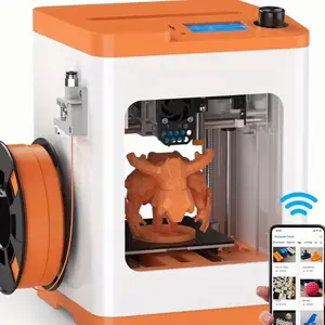 Orange: Upgraded Tina2S 3D Printer, HEPHI3D 3D Printers WiFi Cloud Printing Auto Bed Leveling, Fully Assembled Mini 3D Printers for Beginners, Silent Print, Fully Open Source DIY 3D Printer for Home, School (no laser)