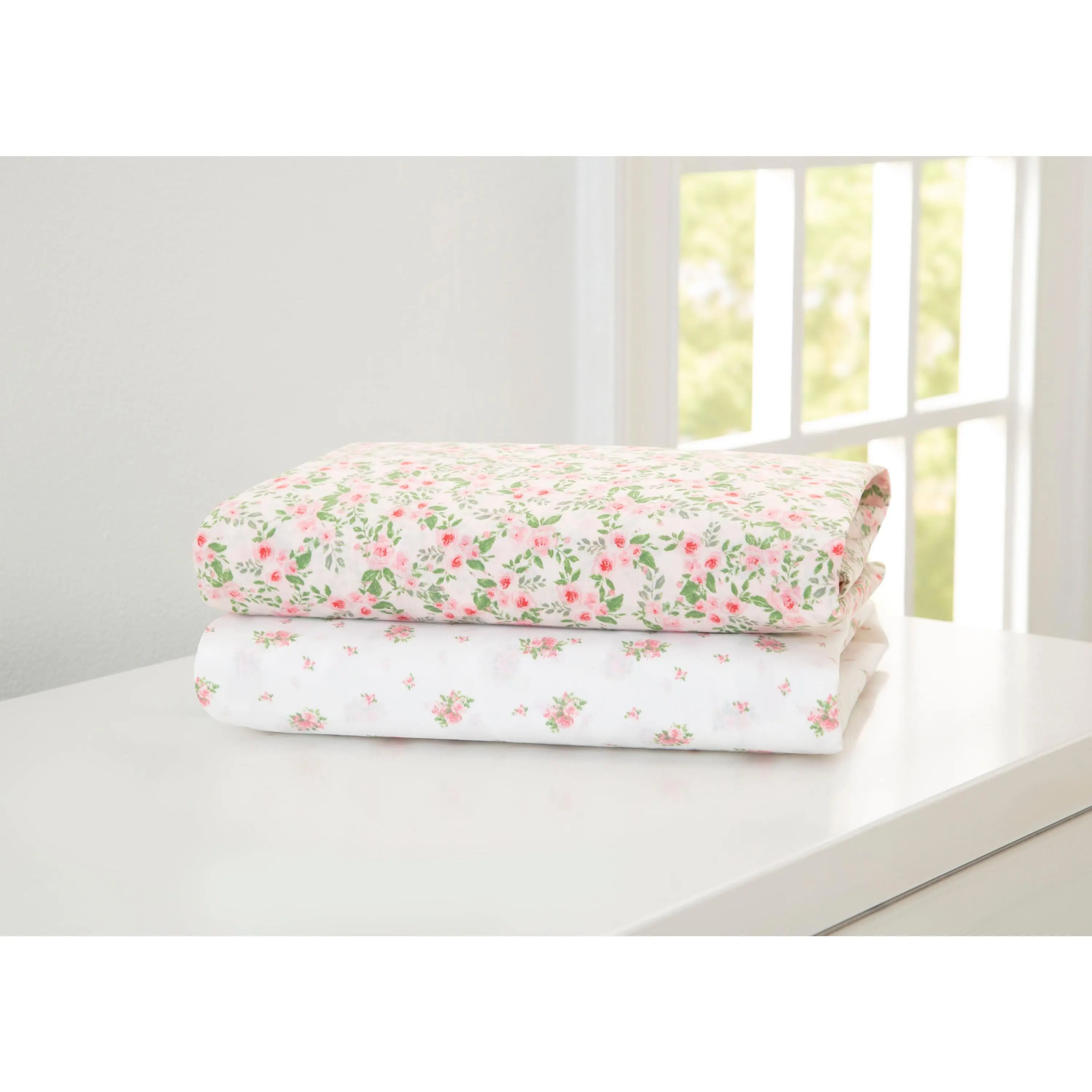 Pink Floral Fitted Crib Sheets - 2 Pack Pink Floral Fitted Crib Sheets - 2 Pack