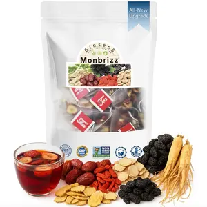 Monbrizz kidney tea formula Ginseng Six treasure tea te divina, maca root, Goji berries, turmeric kidney formula ginseng eight treasure Cleanse Detox Caffeine-Free Tea (60count)