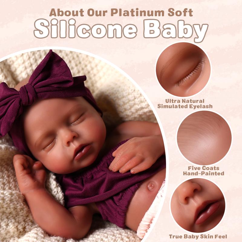 BABESIDE Lifelike Realistic Silicone skin tone Baby Doll Girl 12/16 Inch Reborn Doll with Painted Hair Perfect Companion for Children Parents & Collectors