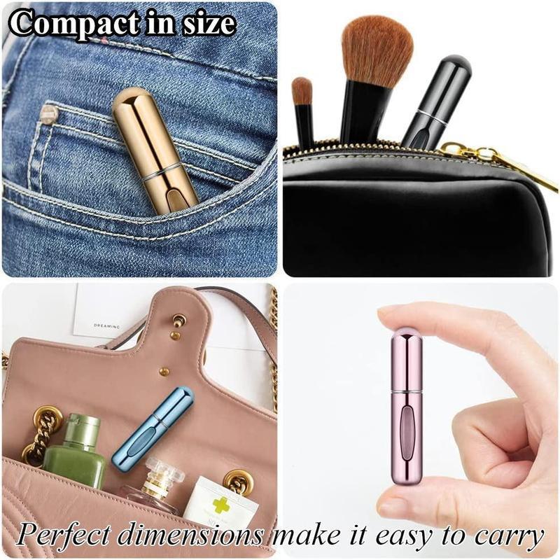 4PCS 5ML Refillable Perfume Atomizer Travel, Portable Mini Pocket Perfume Atomizer for Travel Accessories Tin Canister Organizer Bottle
