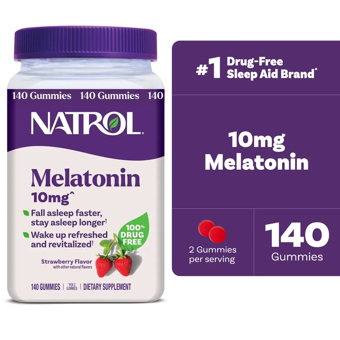 Natrol Melatonin Deep Sleep Gummies Edible Dietary Supplement, 10mg Chewable Daily Supplement, 140 Count, Supports Rapid Onset & Extended Rest Duration, 100% Drug-Free, Gelatin-Free, Natural Flavors, Better Sleep