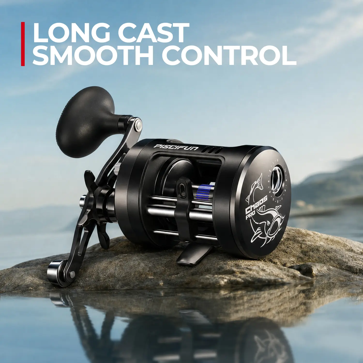 Piscifun Chaos Pro Baitcasting Reel, Long Cast Reel with Magnetic Brake, 25lb Max Drag for Catfish & Heavy-Duty Fishing
