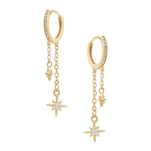 Starlight Drop Chain Huggie Earrings