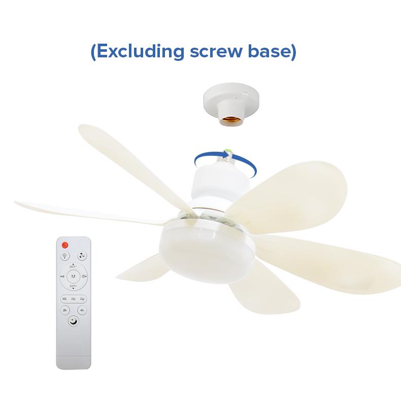 Remote-Controlled Dimmable Ceiling Fan Light | 3-in-1 LED Light socket Fan | No Tools Needed – Perfect for Dorms & Bathrooms