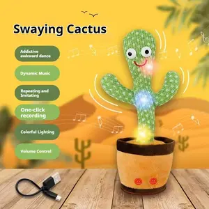 Interactive Dancing Cactus Plush Dog Toy, Singing & Repeating Talking Toy with 120+ Songs, Bite-Resistant Inflatable Dog Balls Set for Pet Play Playpen Sensory