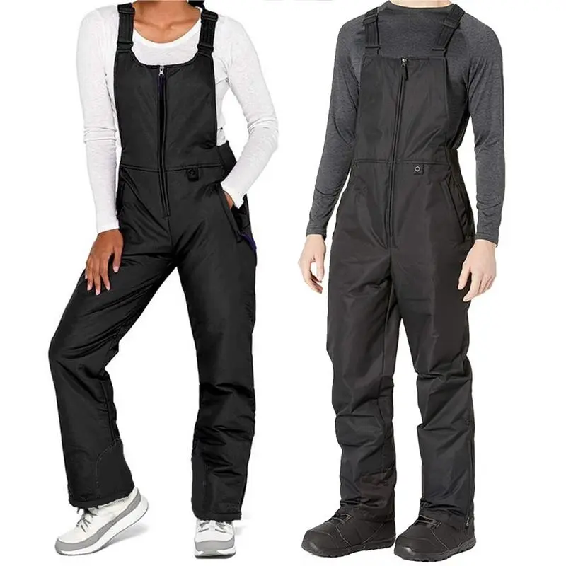 Men’s & Women’s Insulated Ripstop Snow Bib Overalls, Polyester Waterproof Ski Pants with Elastic Waist & Front Zipper, Multi-Size S-4XL for Snowboarding, Unisex Fit