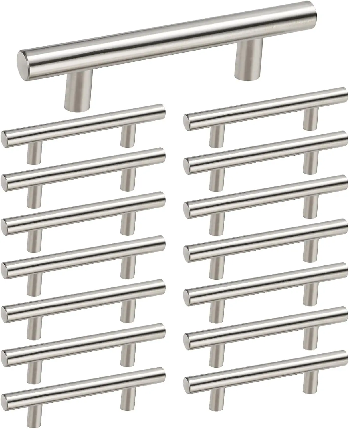 15 Pack Brushed Nickel Cabinet Pulls 2-1/2 Inch hole centers Handles Stainless Steel Cabinet Hardware for Kitchen and Bathroom Cabinets, 4 Inch Overall Drawer Pull