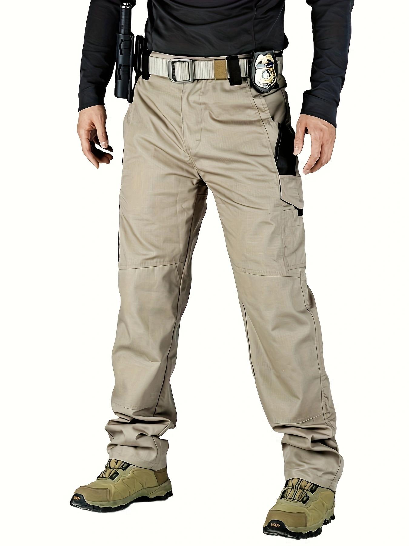 HOMUG Men's Solid Color Waterproof Tactical Work Pants - 3-Piece Set, Belt-Free, Multi-Pocket, Durable Outdoor Hiking & Casual Pants (Regular Fit) SpringStatements