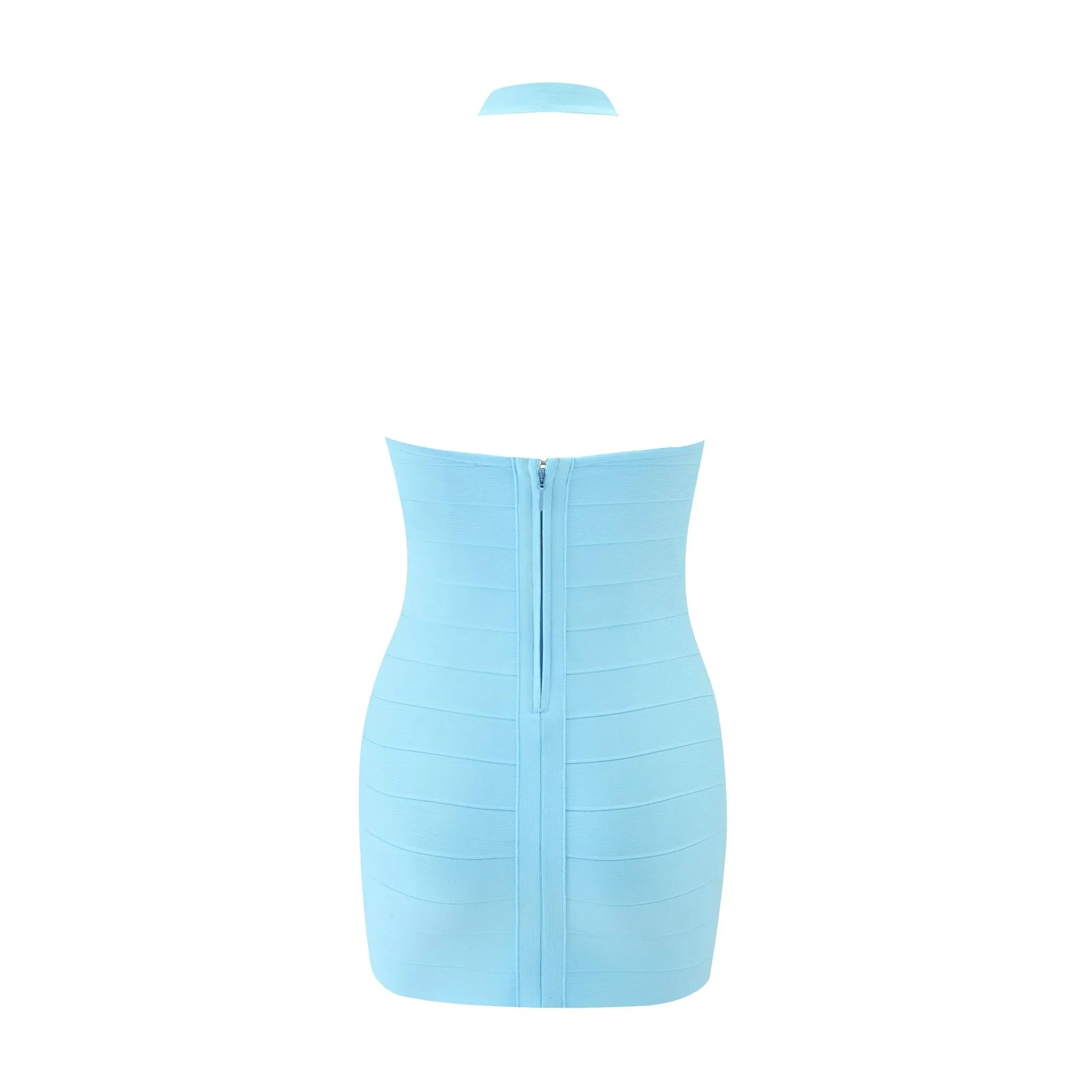 blue and white bandage dress Women Sparkly Rhinestone Bandage Long Dress Elastic Sleeveless Bodycon High Street Evening Club Party Elegant Birthday Gowns SKY BLUE / S