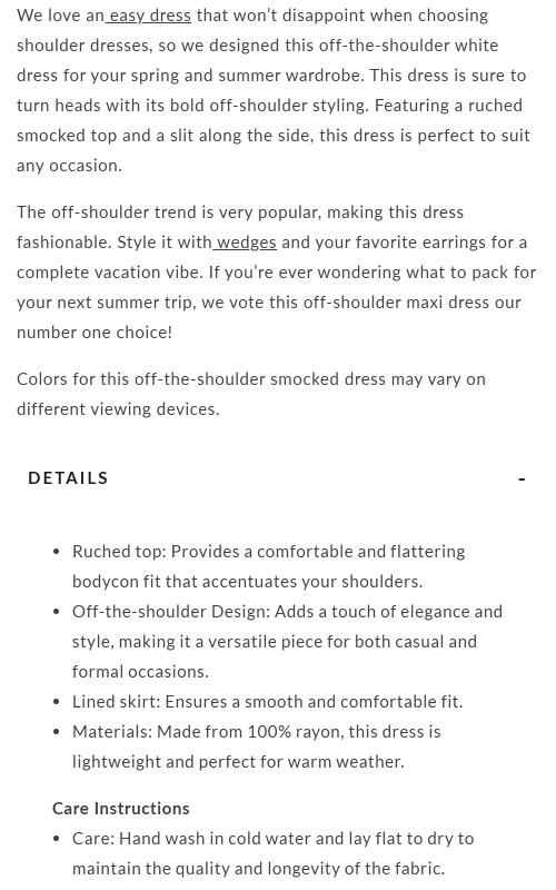 Odella Off Shoulder Dress: Smocked Maxi in Off White Odella Off Shoulder Dress: Smocked Maxi in Off White