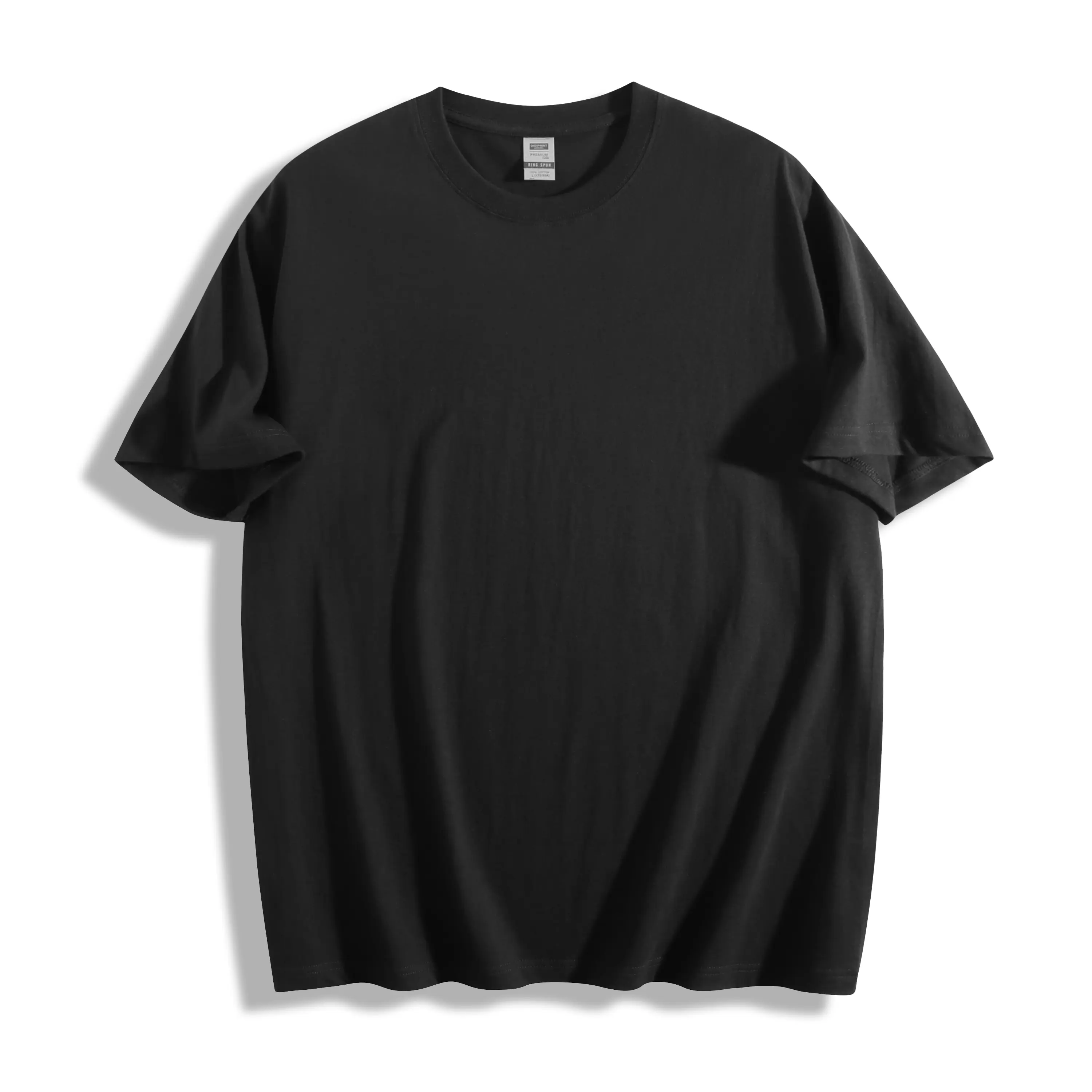 Men's 100% Cotton Heavyweight Plain Solid Tshirt - Baggy Oversized Loose Fit, Retro Short Sleeve Round Neck Menswear Top, Breathable Plus Size Streetwear Top with Heat Transfer Print, Breathable Fabric, Pure Cotton