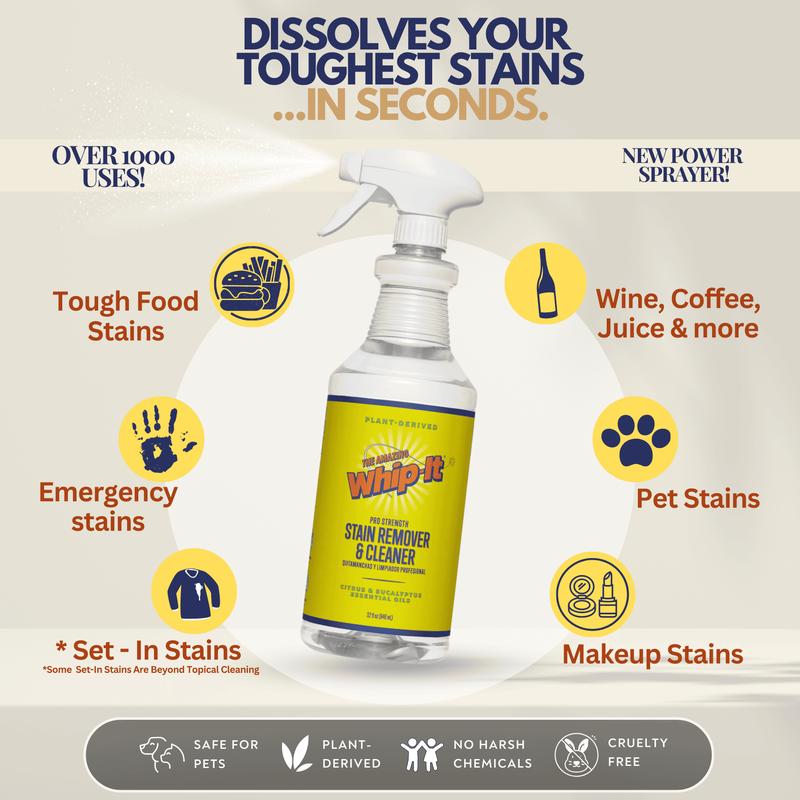 Whip-It Professional Strength Multi-Purpose Stain Remover Spray 32 OZ