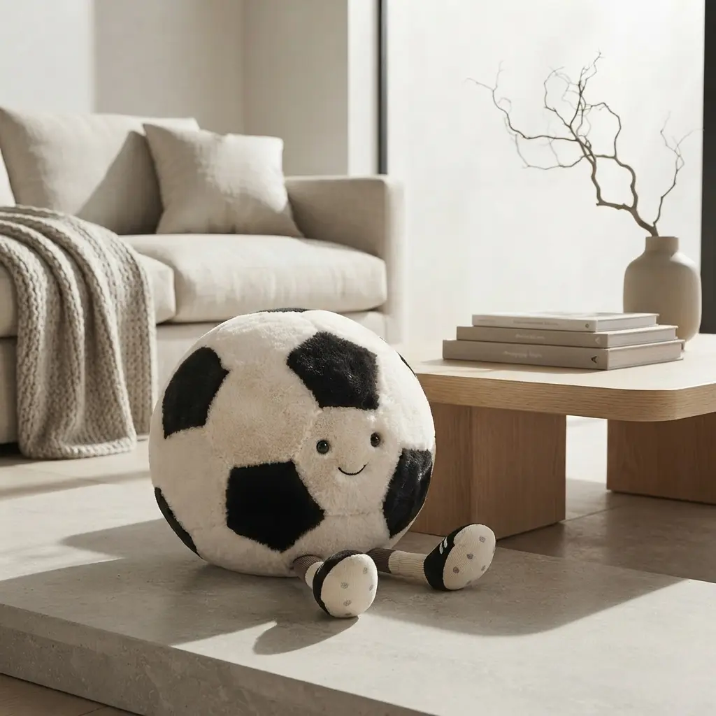 Jellycat Sports Football Plush Toy Amuseables Cute Soccer Ball Plush Room Decor Gift for Fans