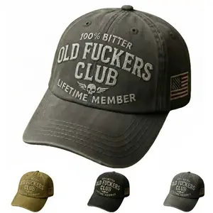 100% Bitter Old F*kers Club Vintage Cap Embroidery Adjustable Wash Lifetime Member Hat Unisex Casual Trendy Outdoor Cap Premium Cotton Material Rugged Everyday Style