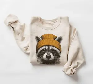 Retro Raccoon Wearing Beanie Unisex Sweatshirt