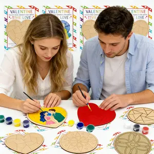 Valentines Day Gifts for Kids - 28 PCS Valentine Cards School with Art Supplies - Heart Mosaic Barn Quilt Painting Craft Kits - for Classroom Kids Boys Girls Gifts Exchanges - Valentines Party Favors