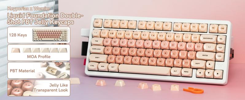 Womier PBT Keycaps MOA Profile for US layout Mechnical Keyboard，128 Keys Double-Shot Keycap