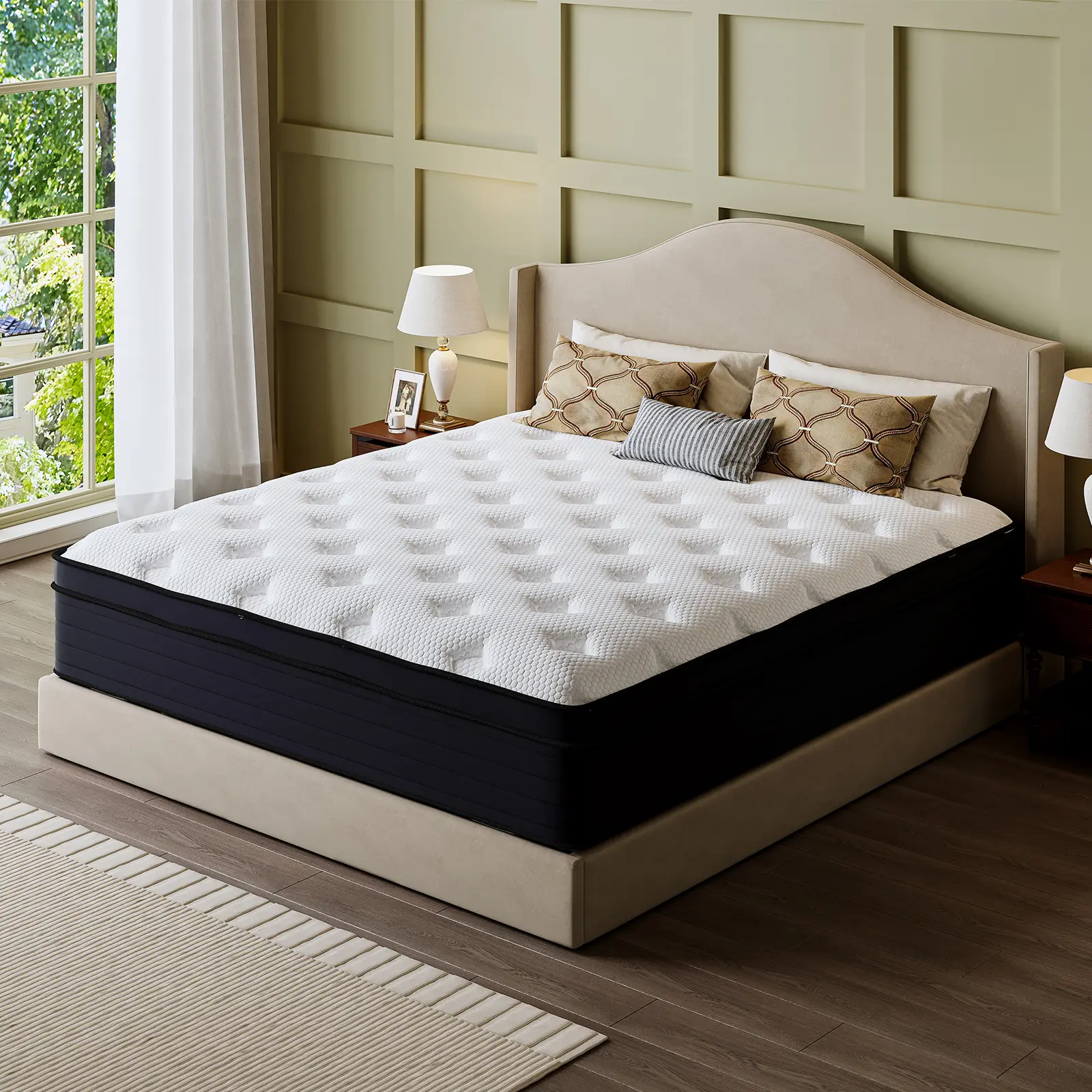 Queen Size Mattress - 5-Story Design, 10/12/14 inch, Double Coil Springs, Excellent Body Support, Classic Comfort for Family, Twin/Full/King , High-Quality Indoor Furniture Mattress,dorm essentials,home decor