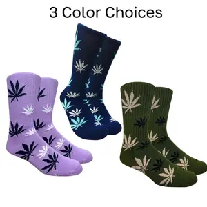 Cannabis Leaf Patterned Socks (Adult Large - Men's Shoe Sizes 8-12) Polyester