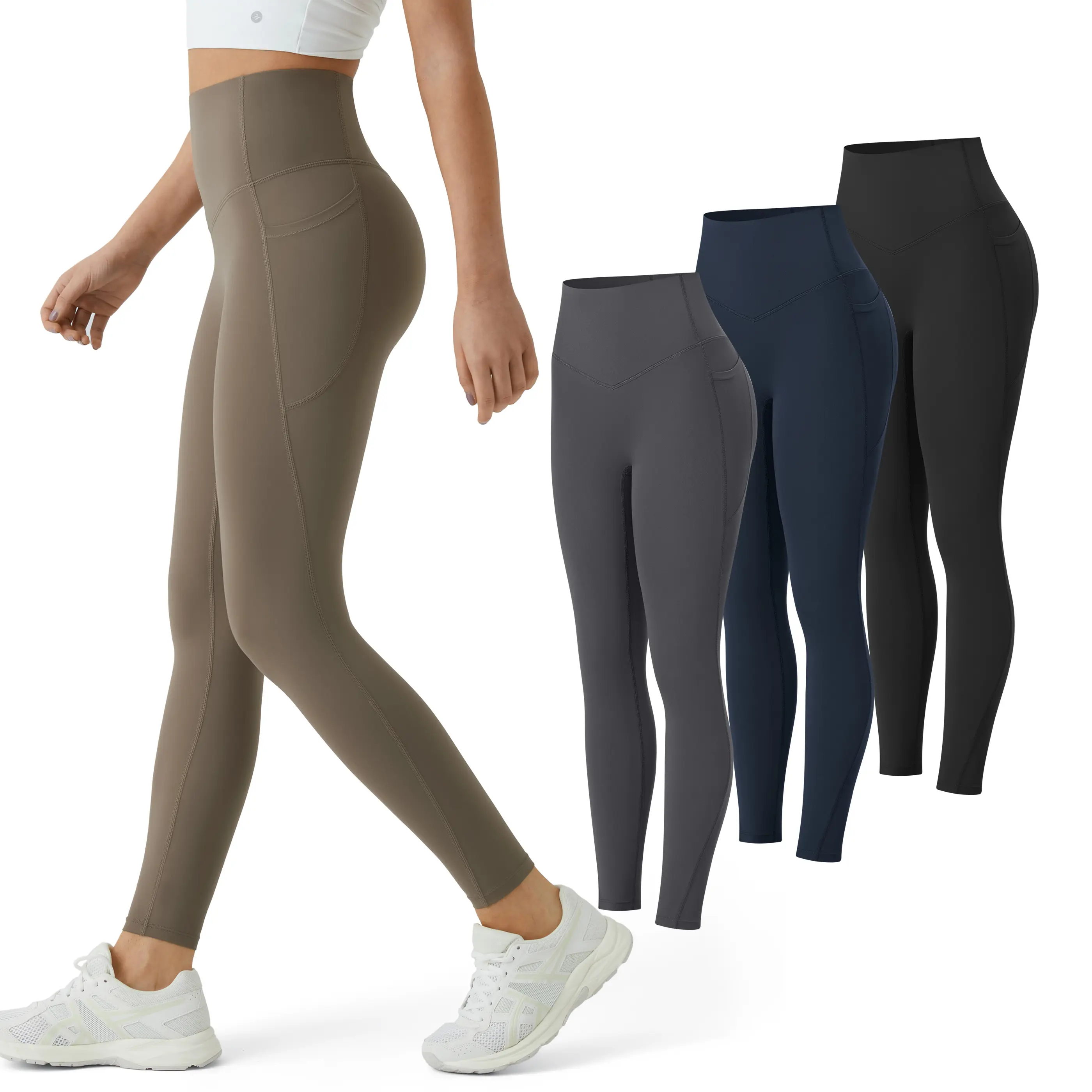 Halara 3-Piece UltraSculpt High Waisted Tummy Control Side Pocket Shaping Training Leggings Set Full Length