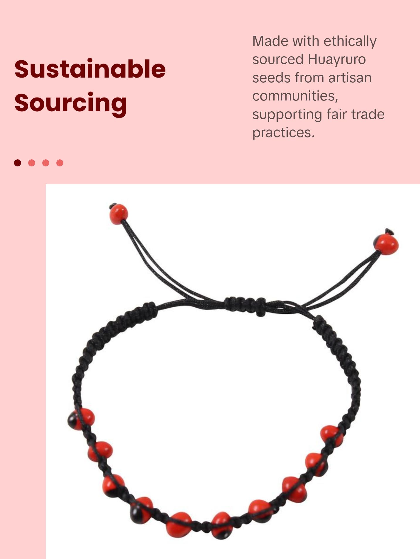 Adjustable Macramé Good Luck Bracelet – Handmade with Huayruro Seeds