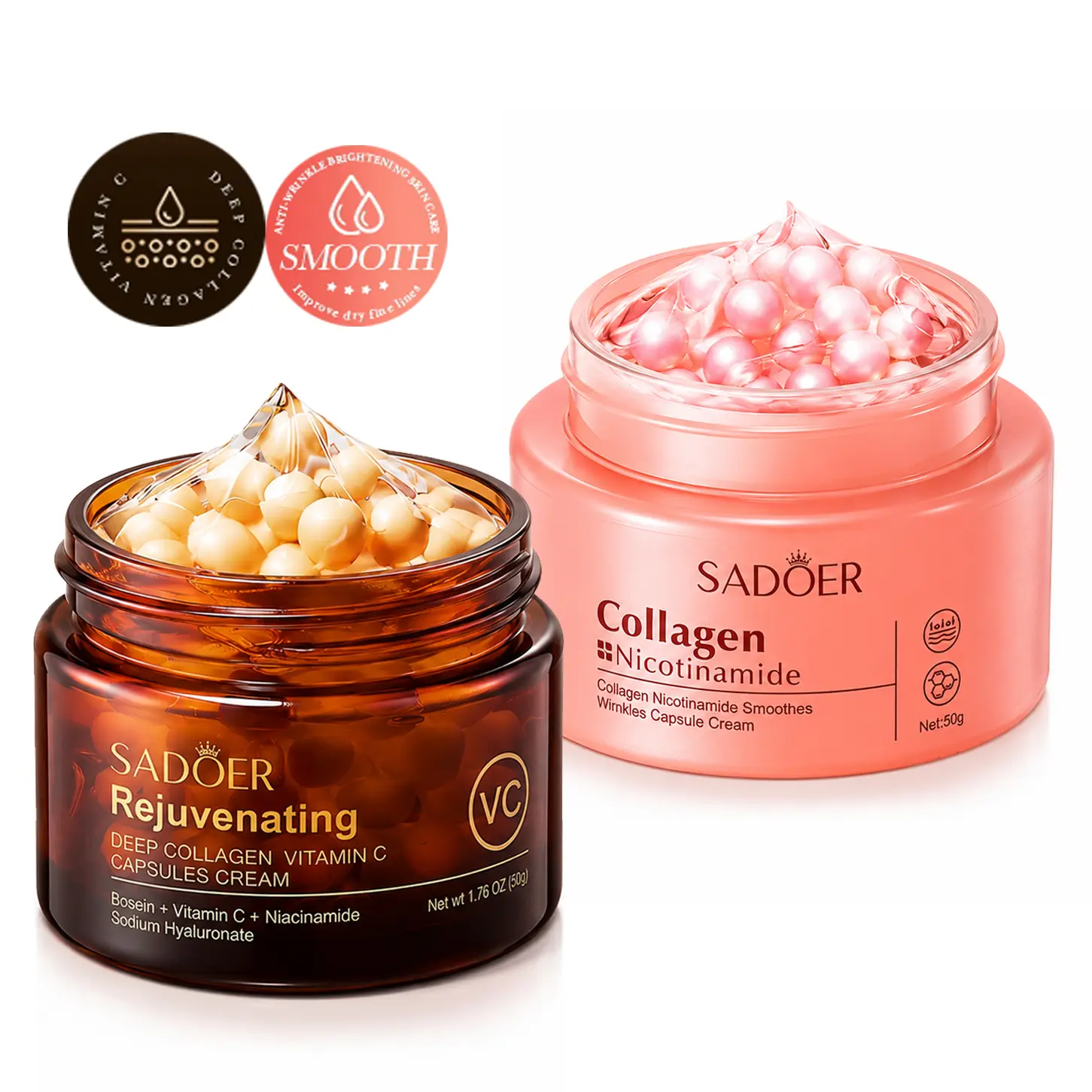 Korean Brightening Collagen-Firming Vitamin C Moisturizing Capsule Cream, Beauty Products for Uneven Skin Tone, Glow + Hydration, Korean Skincare