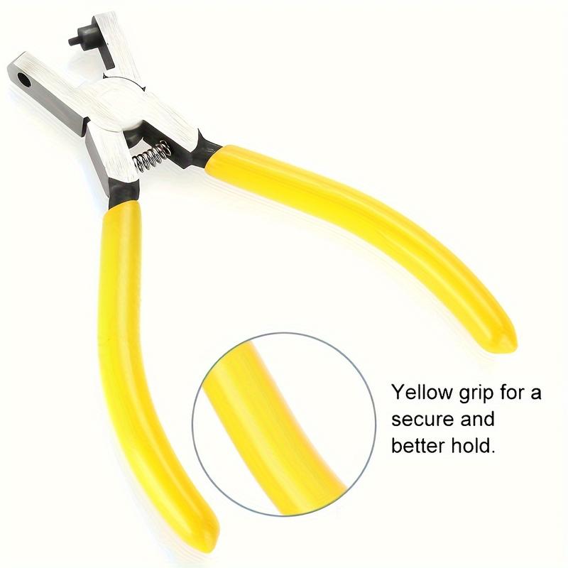 1pc Tungsten Steel Leather Hole Punch Pliers, 2.0mm Universal Hand Strap Punch Tool for Watch Bands, Belts, Dog Collars, DIY Crafts - Yellow