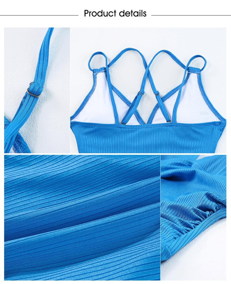 Aleumdr Ribbed One Piece Swimdress Swimsuits for Women Tie Knot Swim Skirt V Neck Bathing Suit Sport Swimming Clothing Beach Side Slits Summer Swimoutfit